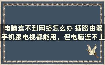 电脑连不到网络怎么办 插路由器手机跟电视都能用，但电脑连不上网